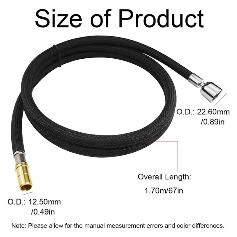 ABCA-Replacement Brass Nylon Woven Pull Out Kitchen Faucet Hose 67In K-1219935-BC Fit For Kohler Kitchens