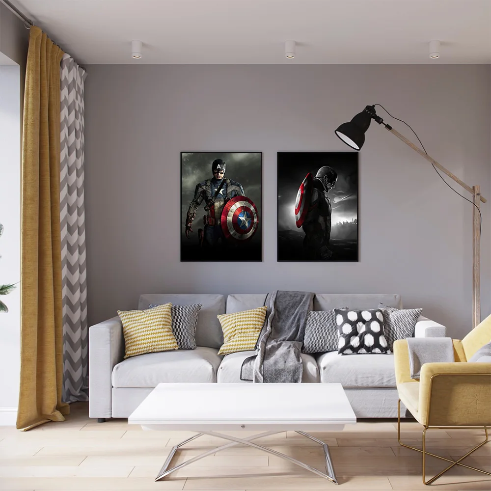 الأبطال الخارقين للجدران من MINISO-Marvel قماش جدارية ، المنتقمون كابتن أمريكا ، ملصقات فنية زخرفية لغرفة المعيشة وغرفة النوم ، مطبوعات عالية الدقة #4
