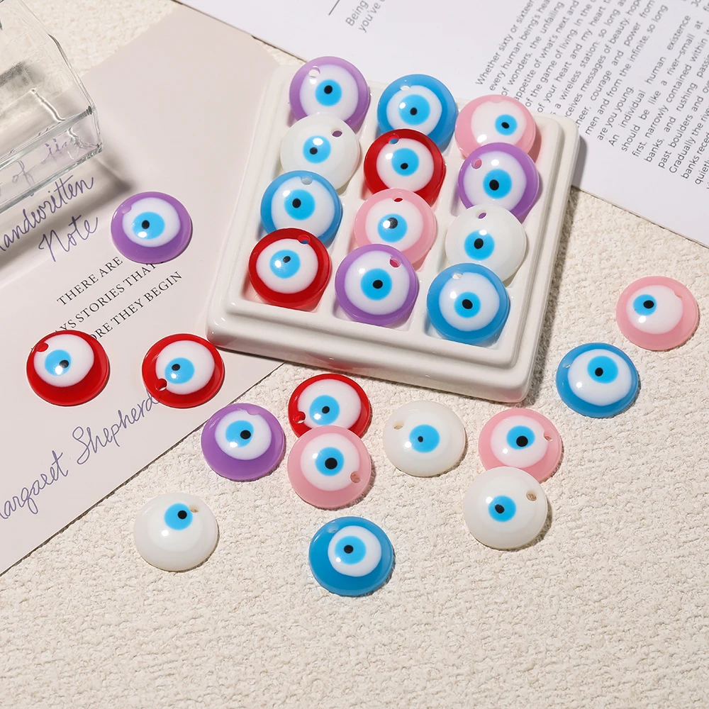 

2Pcs/Lot Evil Eye Resin 25mm Loose Beads Flat Back Spacer for Jewelry Making DIY Bracelet Necklace Accessories
