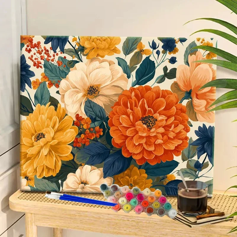 DIY Oil Painting By Numbers Kit Elegant Floral Acrylic Paint By Numbers Diy Numbers Painting Art on Canvas By Numbers