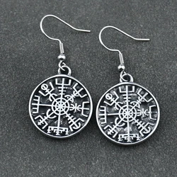 Nordic Viking rune compass amulet earrings Stainless steel earrings women gift