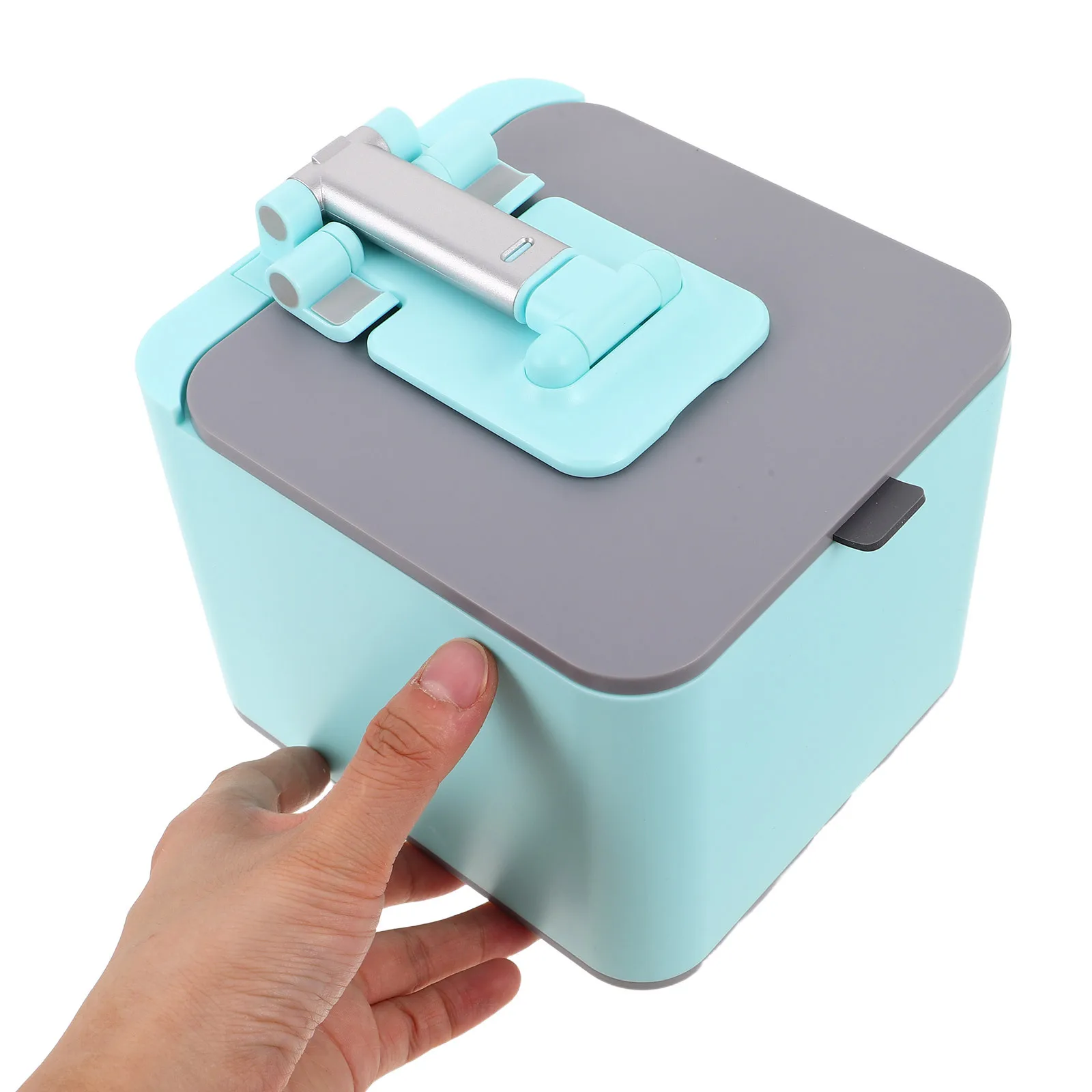 

Mini Trash Can Desktop Trash Can with Retractable Phone Holder Foldable Design for Office Bedroom Kitchen Compact Desk Garbage