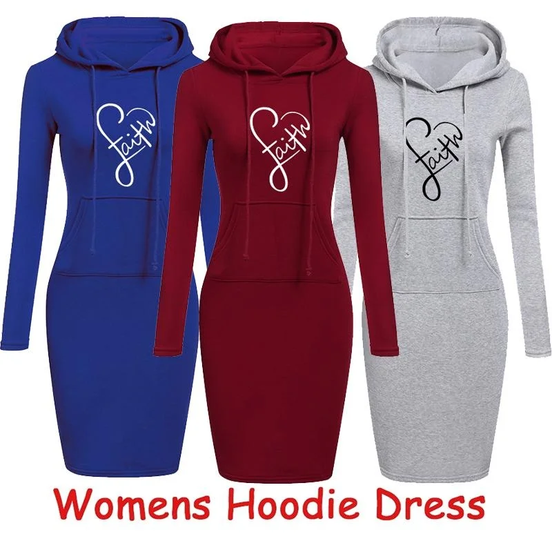 

New Women Fashion Female Loose Casual Hooded Dress Pullover Sweatshirt Sweater Dress BlouseTop Long Sleeve Hoodies Dress S-2XL