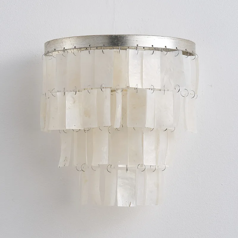 French Retro Iron Wall Lamps Creative Study Kitchen Coffee Shop Room Bedroom LED Sconces Designer Shell LED Wall Lights Homestay