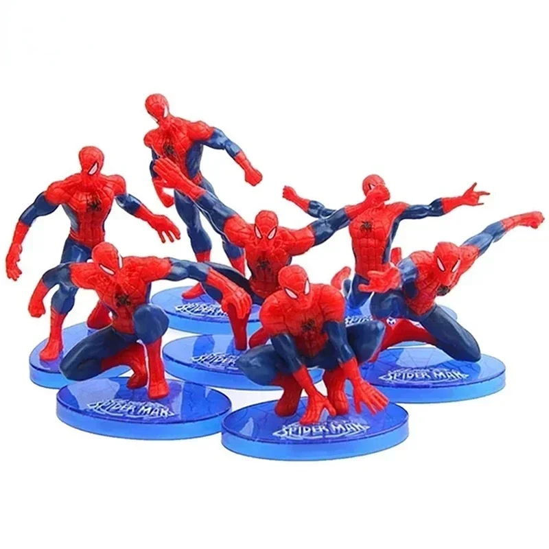 7pcs/Set Disney Spiderman Action Figure Model Toys Anime Avengers Spidermans Colletion Cake Decoration Toys for Kid Gifts 8-10cm