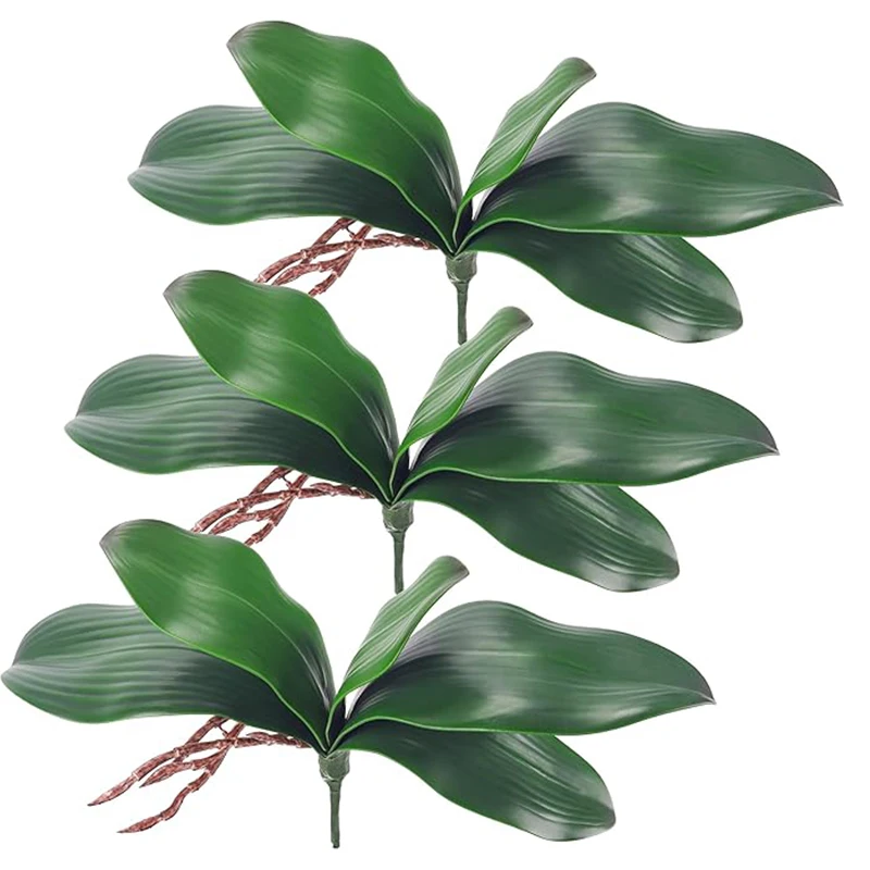 1 قطعة كبيرة الحجم الاصطناعي الأخضر فالاينوبسيس محاكاة العثة الأوركيد ورقة اللاتكس الحقيقي اللمس النباتات الخضراء 5 بتلات لحديقة الزهور