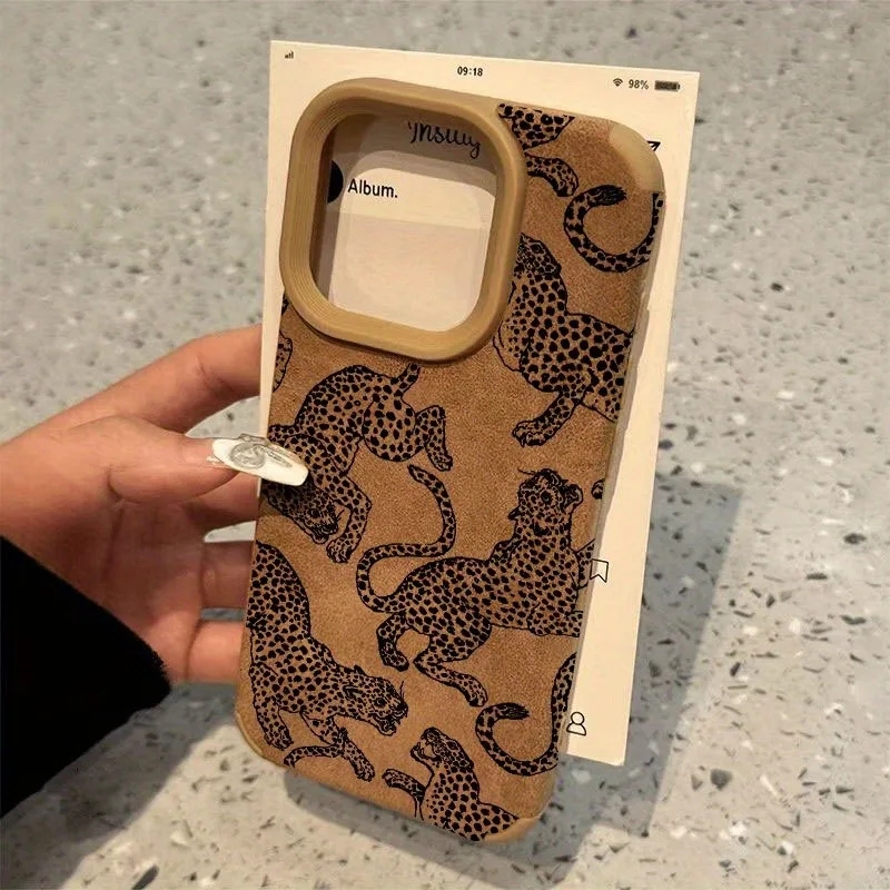 Vivid Leopard Pattern Bonded Leather Phone Case For iPhone 17 16 15 14 Pro Max 13 12 11 XS XR X 16 Plus Shockproof Bumper Cover - náhled 2