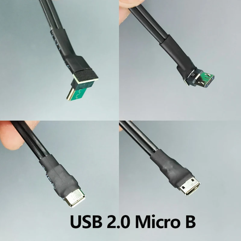 3A USB 2.0 to Micro B Male Female Folded 90 Degree Flat Data Cable OTG FPC FPV Extension Industrial Cameras Hard Disk Boxes