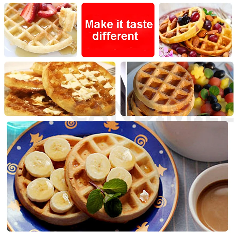 Commercial 6 pcs Mini Waffle Maker Electric Round Belgian Waffle Machine Cake Muffin Baking Machine