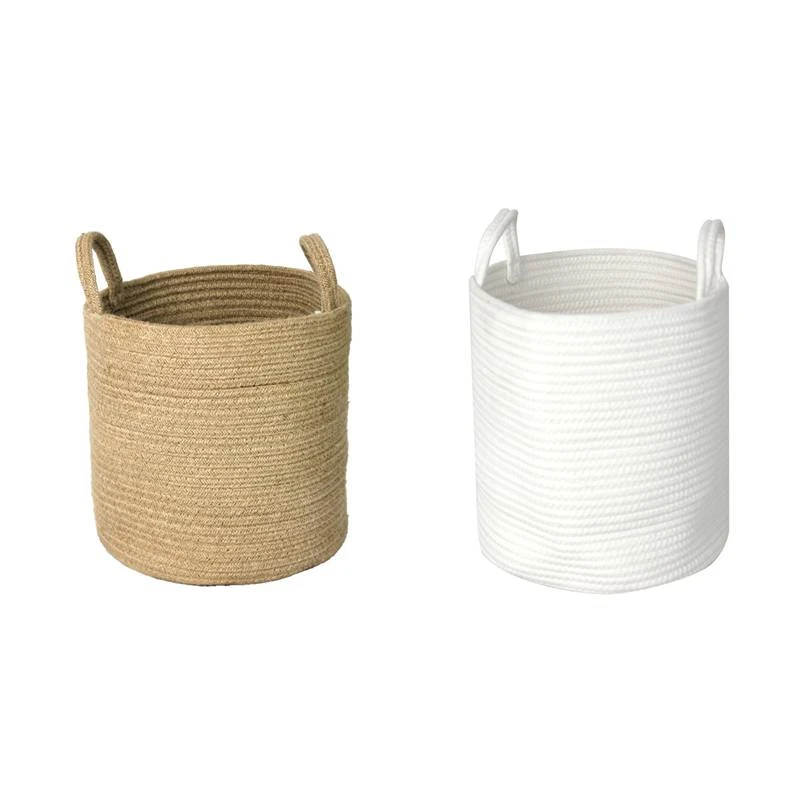 

ABWR-Large Capacity Cotton Rope Storage Basket For Toys And Clothes-Dirty Clothes Basket Multifunctional Organizer For Home