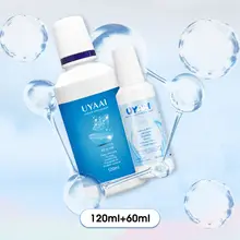 UYAAI Solución Líquida para Lentes de Contacto 60ML/120ML, Limpiador de Lentes, Estuche de Limpieza, Herramienta para el Cuidado de Lentes