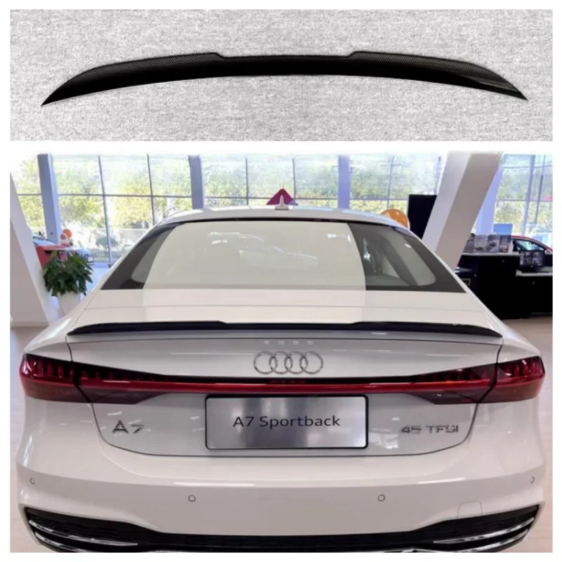 For Audi A7  M4 gaya kualitas tinggi bahan ABS Spoiler 2019- 2022 serat karbon terlihat Spoiler belakang sayap bagasi