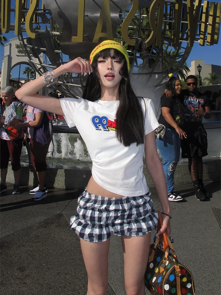 

Женские шорты с низкой талией в клетку, утягивающие, повседневные, с цветочным принтом, на резинке, прямого кроя, весна-лето, новый стиль