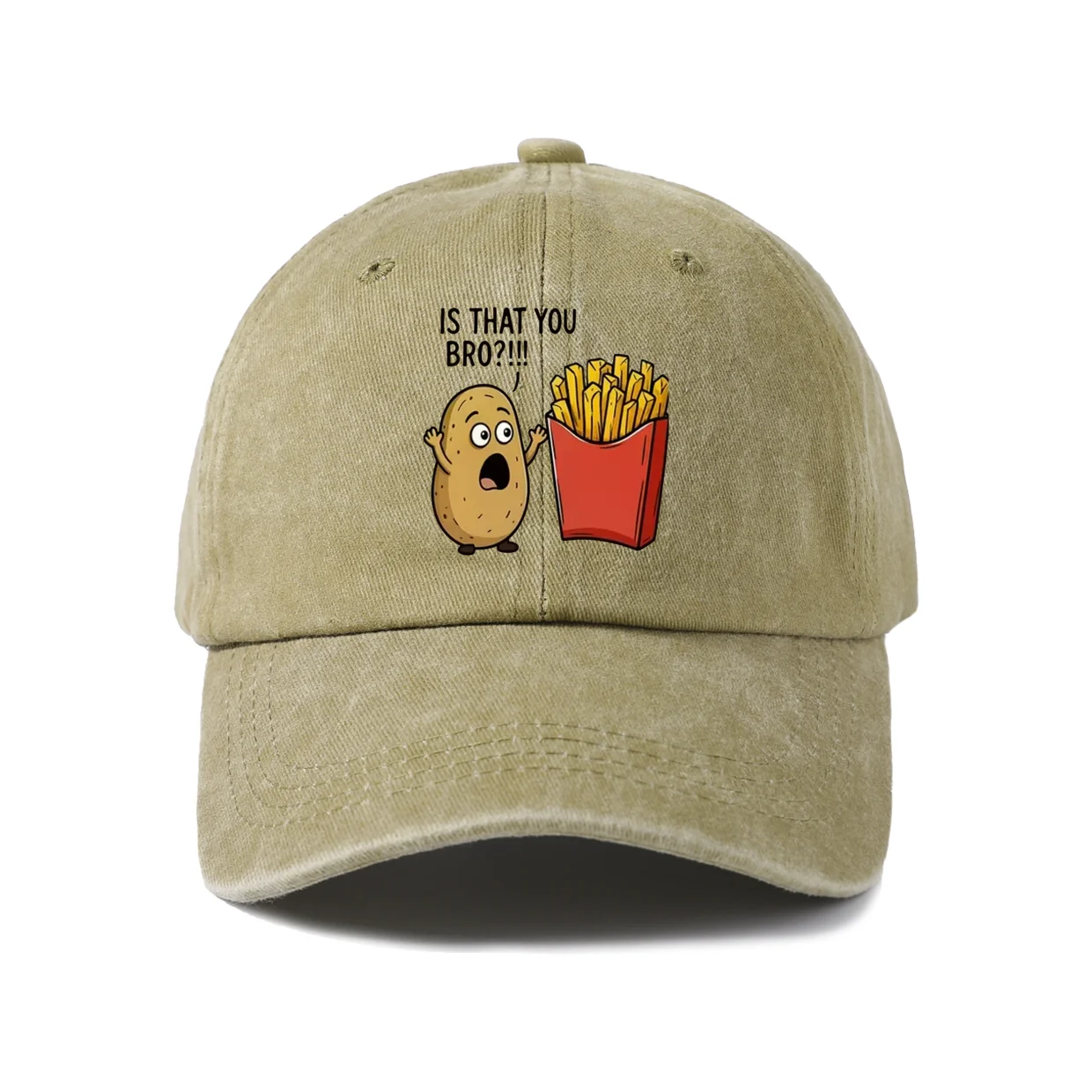 Avocado and Fries Friends Graphic Baseball Cap, Vintage Washed Adjustable Unisex Dad Hat, Casual Gift
