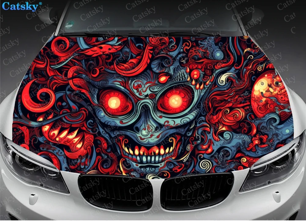 Devil Demon Eyes Car Hood Decal Stickers Wrap Vinyl Film Engine Cover Decals Sticker Car Hood Protective Film