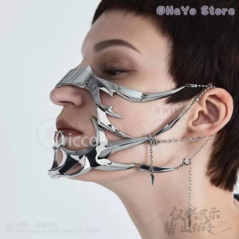 

Game Love And Deepspace Cosplay Xavier Costume Mask Cos Party Dress Up Props Punk Gothic Decent Nose Mechanical Customized