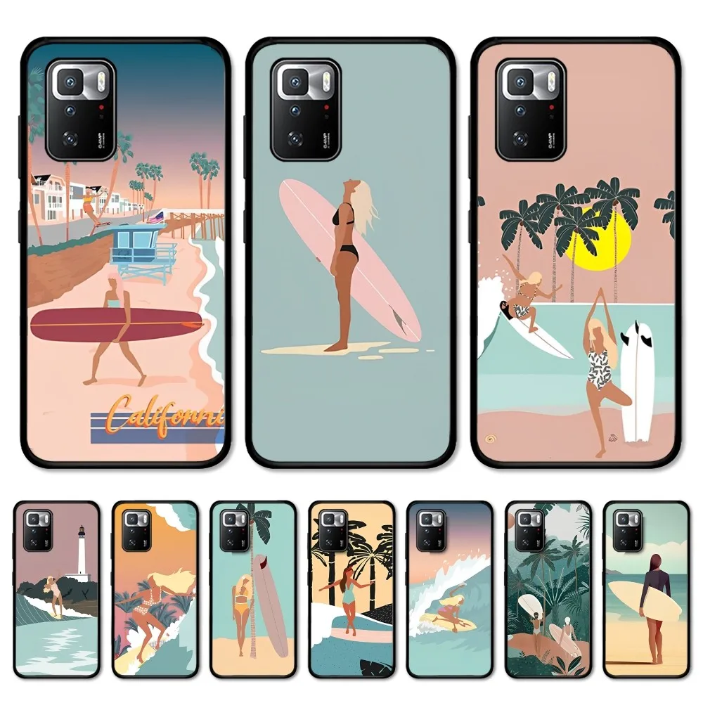 art surf Girl Phone Case For Redmi Note 4 X 5 A 6 7 8 Pro T 9 Pro 9S 10 Pro 11 Pro 11S 11Epro PocoM3pro