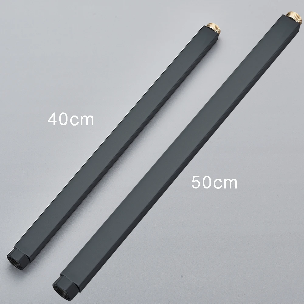 Round/Square 30/40/50CM Extension Tube For Shower Faucet Extra Extend Tube Black White Color Universal Interface Extend Tubes
