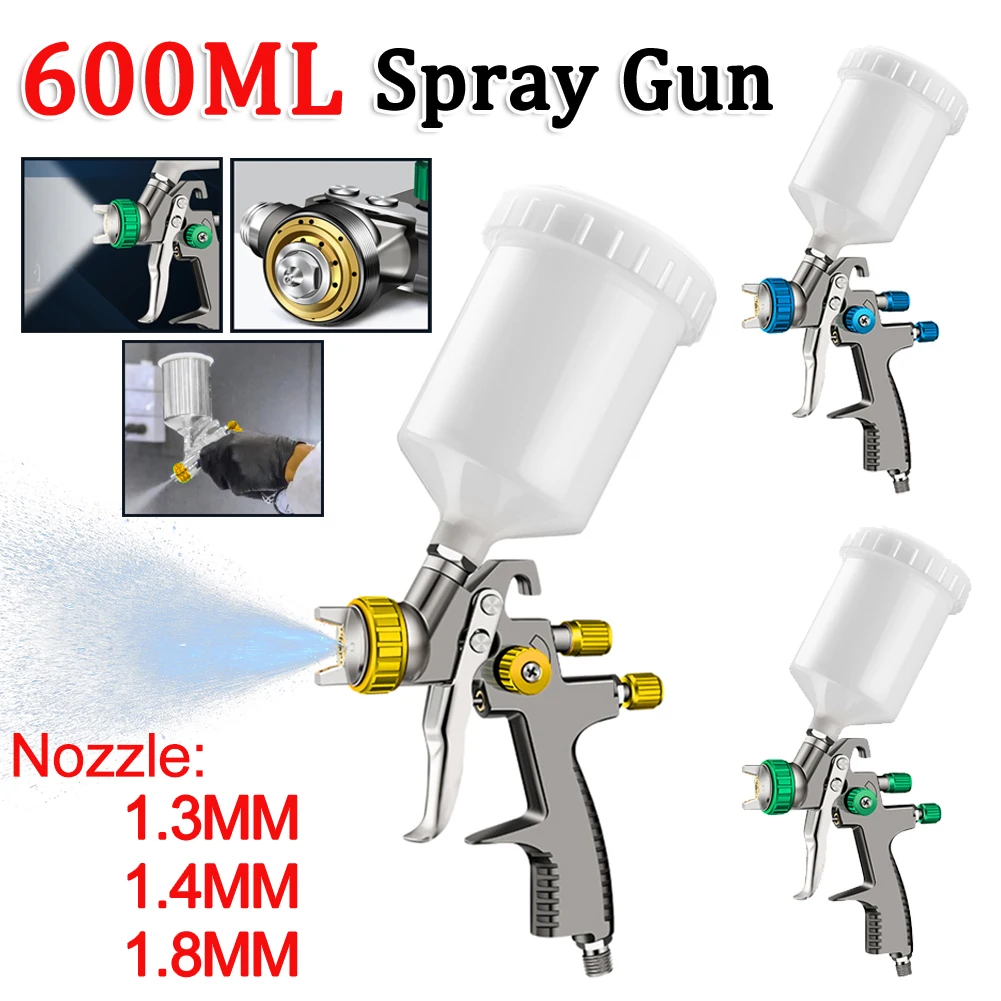 

LVLP Gravity Feed Spray Gun Pneumatic 600ml Low Pressure Spray Gun Automotive Air Paint Sprayer Gun for Car Primer Spraying