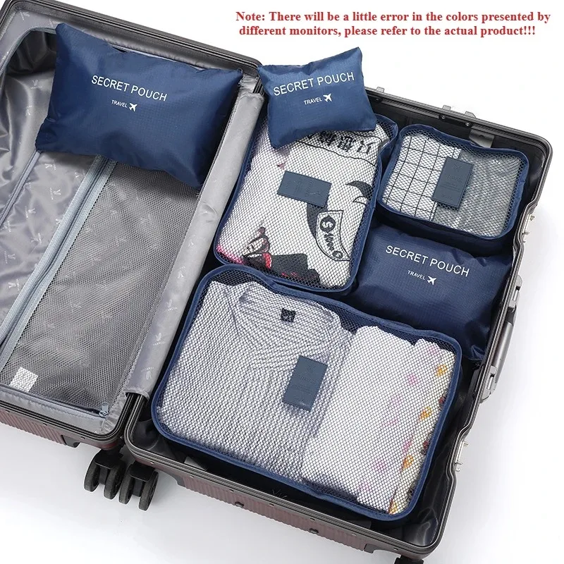 6pcs Multifunction Travel Bags Waterproof Clothes Storage Luggage Organizer Pouch Packing Cube Men And Women Travel Storage Bag