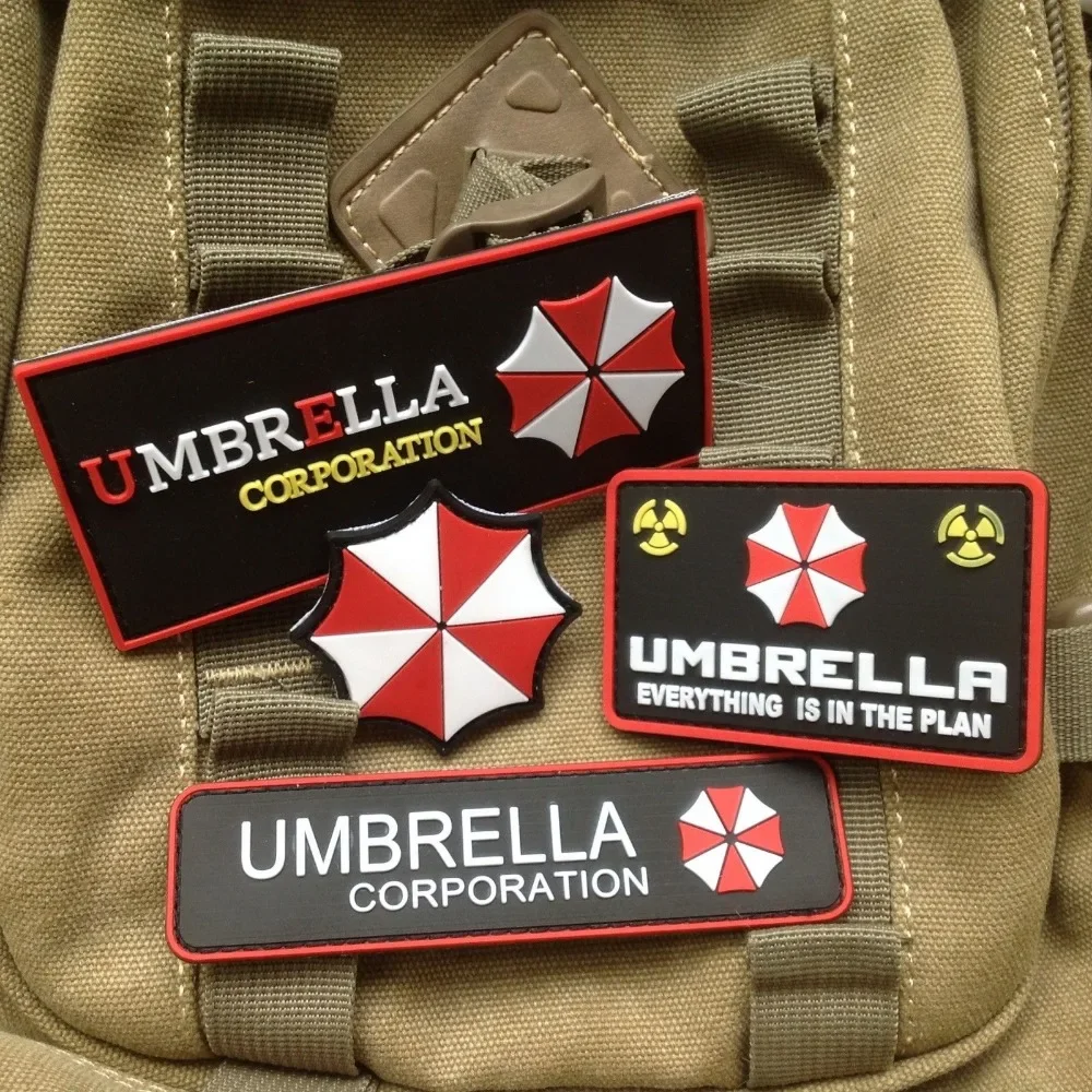 Umbrella Corporation PVC ثلاثية الأبعاد شارة مطاطية التصحيح التكتيكي الراكون شعار Corp Biohazard Insignia زين شعار