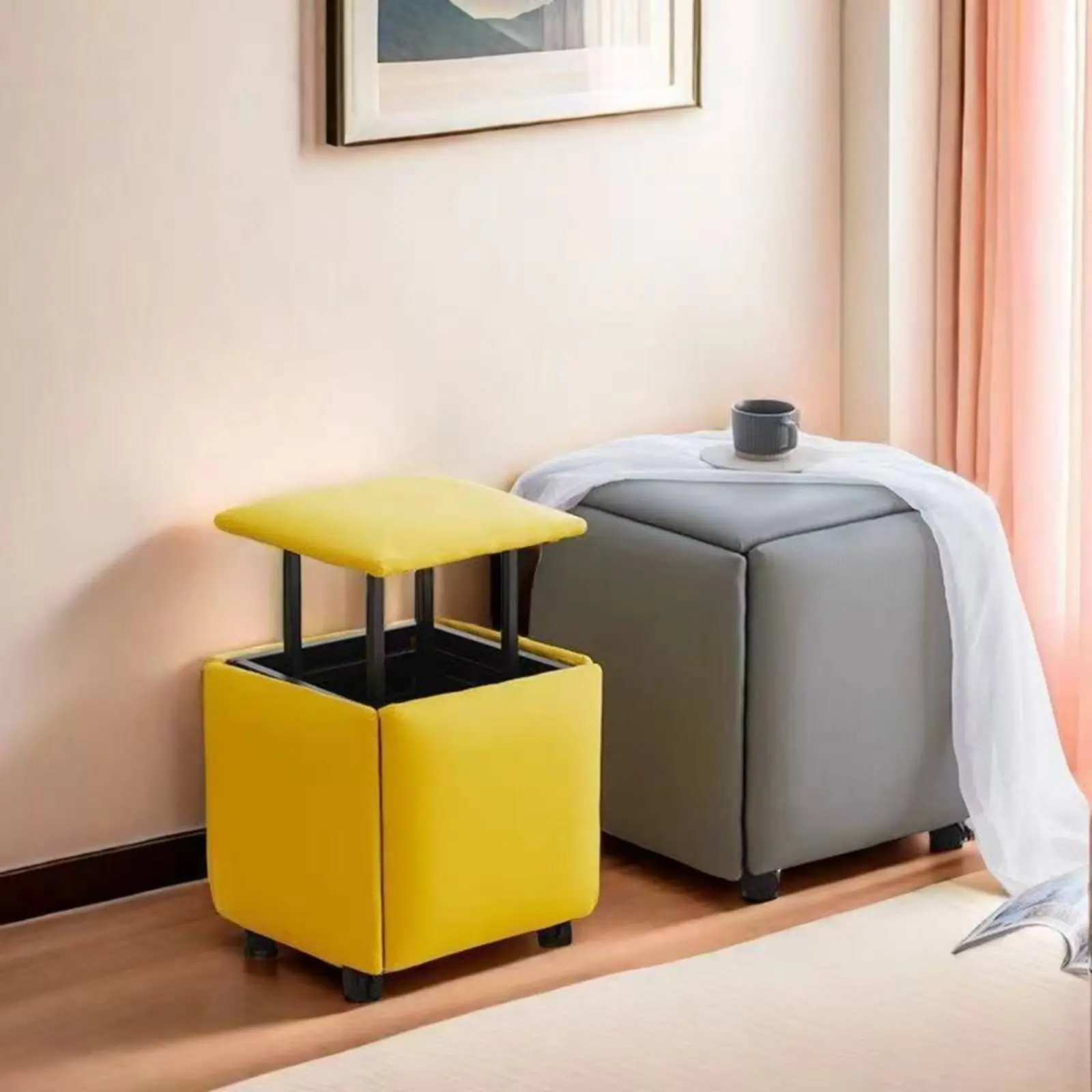 5 Pieces Stackable Nesting Stool Set Sturdy Frame Stackable Cube Stool Set Versatile Cube Chair Easy to Clean 5 in 1 Nesting