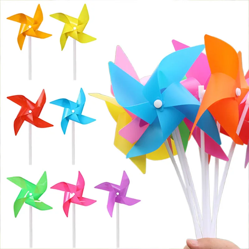 10~50Pcs Multi-Color Plastic Pinwheel Set – Classic Wind Spinner with White Stick for Landscape, Celebration, Photo Prop TMZ