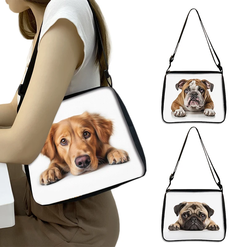 Cute Prone Dog Shoulder Bags Bulldog Beagle Pug Dogs Print Women Crossbody Bags Handbag Portable Storage Bag Phone Holder Gift