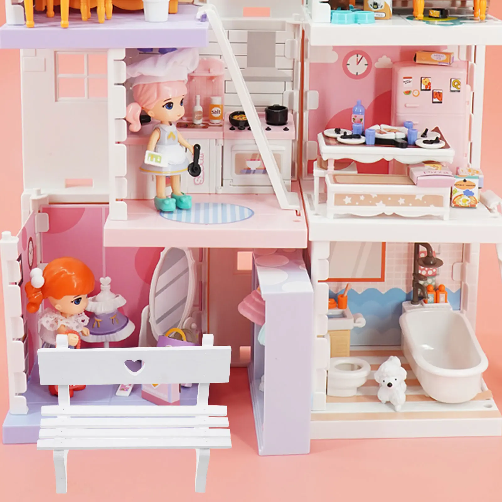 Sedia in legno in miniatura Decorazione della casa Mobili Simpatico design a forma di cuore