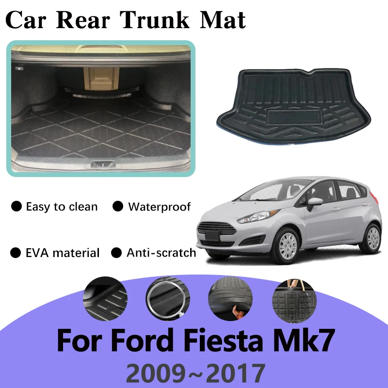 

Лоток багажника для Ford Fiesta Mk7, аксессуары, хэтчбек B299 2009 ~ 2017 2012 2013 2014, полная защита, накладка из ЭВА, автомобильные аксессуары