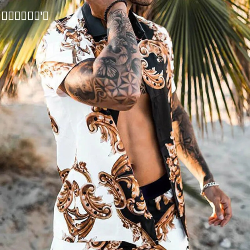 

Summer 2024 Casual Loose Cotton Shirt Men's Fashion Print Linen Fabric Long Sleeve No Collar Thin Model Wish Cross-Border New...