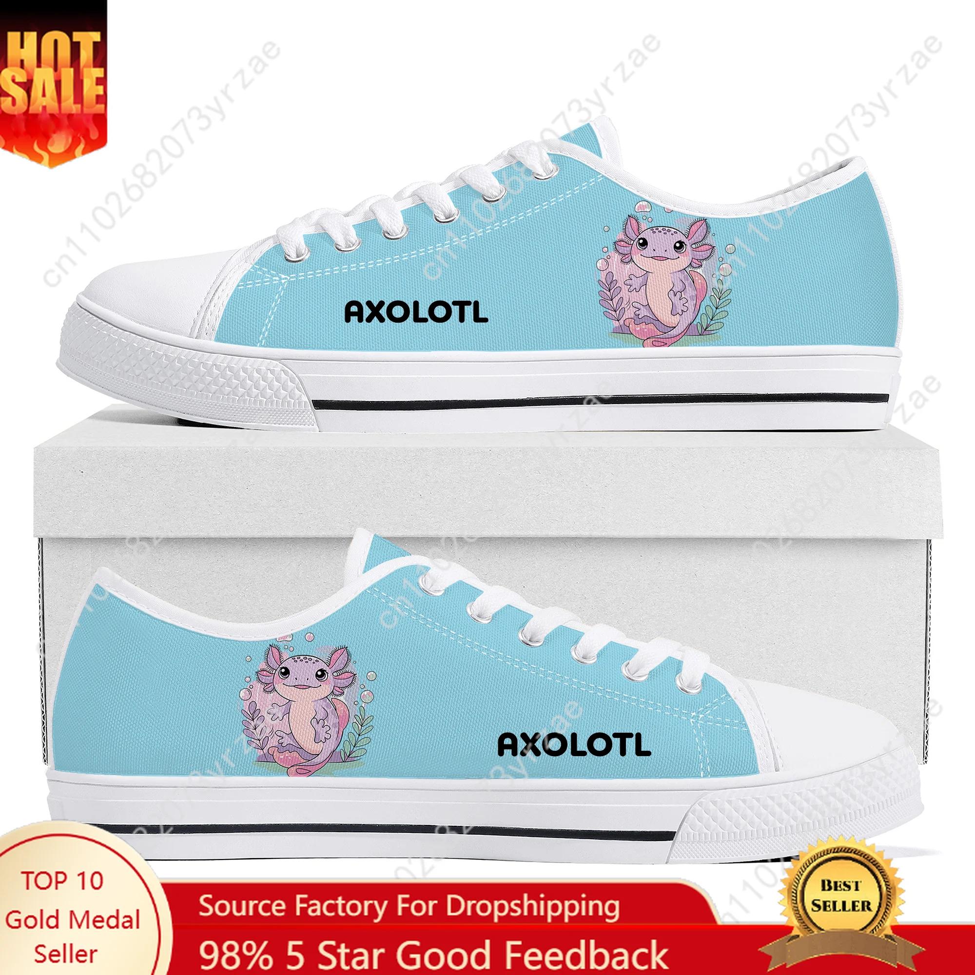 Axolotl Low Top High Quality Sneaker Mens Womens Teenager Canvas Sneaker Casual Shoes Personalized Fashion Patterns Custom Shoes