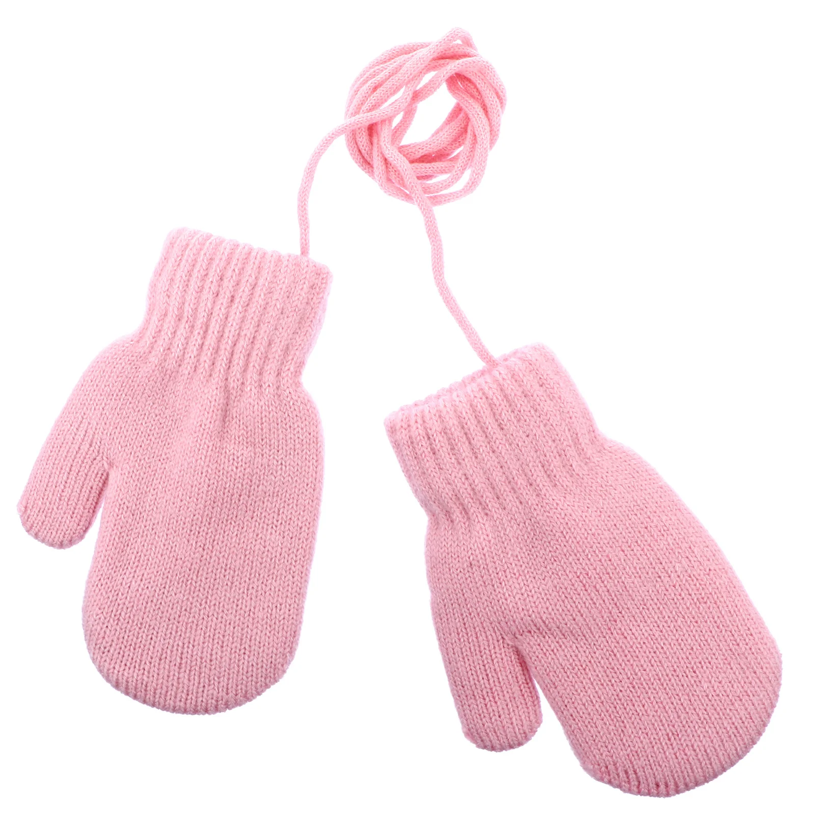 

1 Pair Kids Thick Knitted Gloves Winter Warm Mittens For Cold Weather Windproof Child Hand Protection Hanging Rope Toddler Gift