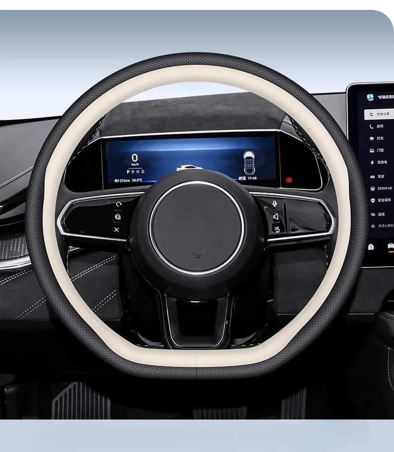 

Подходит для Zeekr 009 7x кожаный + латексный чехол на руль, всесезонный универсальный круглый противоскользящий чехол на руль автомобиля