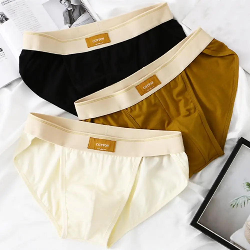 Calzoncillos de algodón sólido para hombres, bragas con bolsa convexa, lencería de moda juvenil, tiro bajo, ropa interior cómoda transpirable, Color