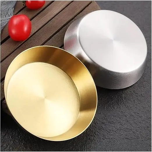 304 Stainless Steel Single-layer Thickened Dish Seasoning Dip Dish Cold Dish Barbecue for Snack, Salad, Appetizer