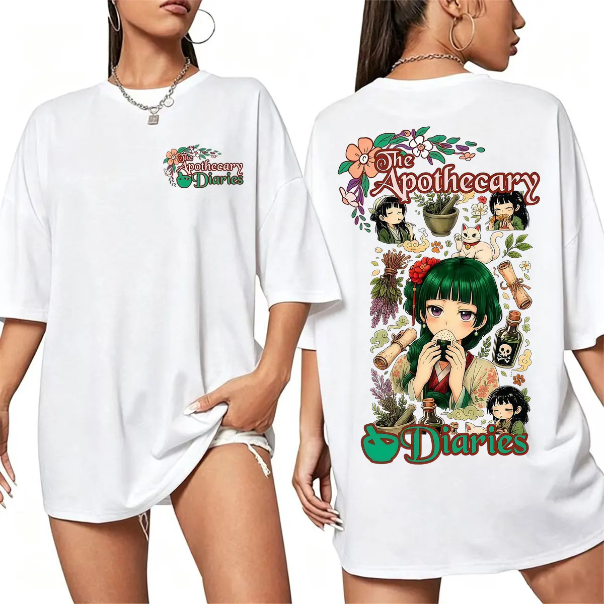 Anime The Apothecary Diaries Maomao Graphic T-shirt Men Women Retro Fashion Cute Kawaii T-shirts Summer Tops 100% Cotton T Shirt