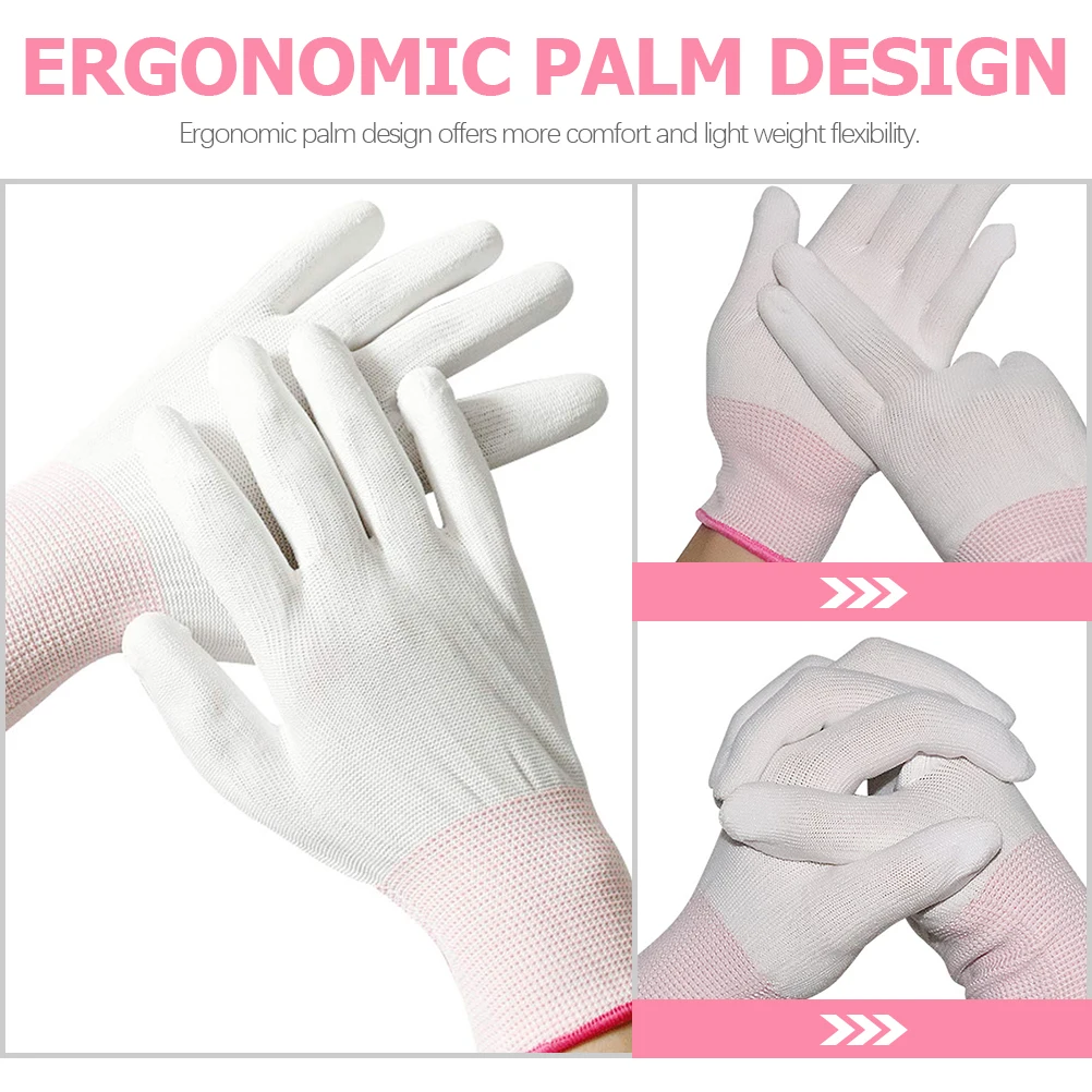 

12 Pairs Anti Static Gloves Nylon Protective Safety Mittens Non Slip Coated Pu Ergonomic Thermal Insulation Flame Retardant
