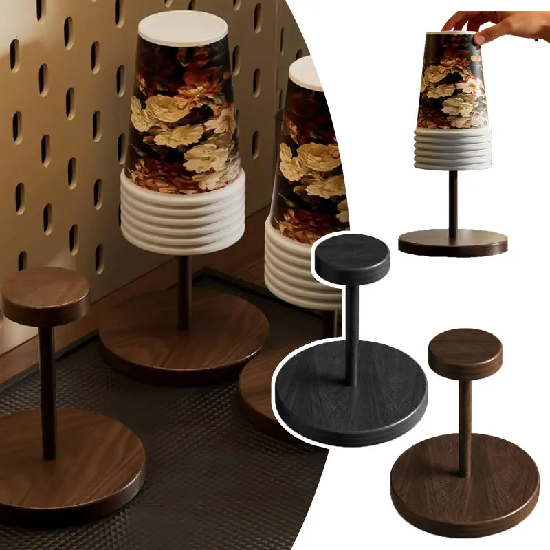1/2/3pc Desktop Disposable Paper Cup Storage Rack Solid WoodOrganizer Holder Kitchen Coffee Bar Home Dining Counter Storage Tool