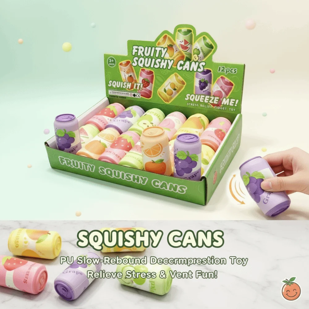 Decorative Display Simulated Soda Can Squishy Fruit Can Slow Rebound Fidget Soft Squeeze New Squeezable Daily Use