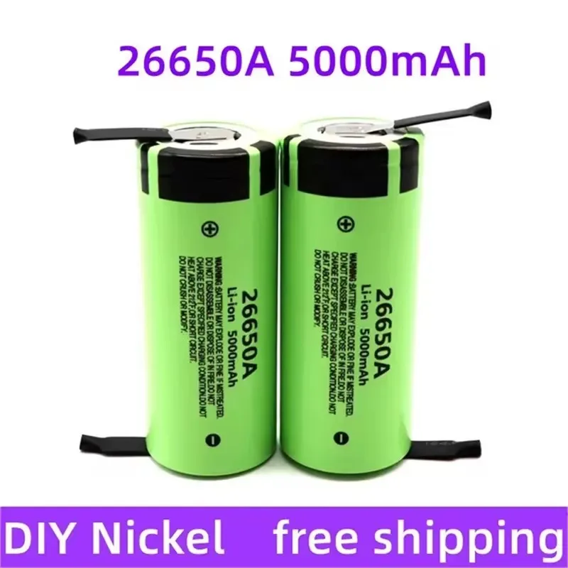 New 26650 Battery 3.7v 5000mAh 20A Discharge High Capacity Lithium Ion Rechargeable Battery 26650+Nickel Sheet