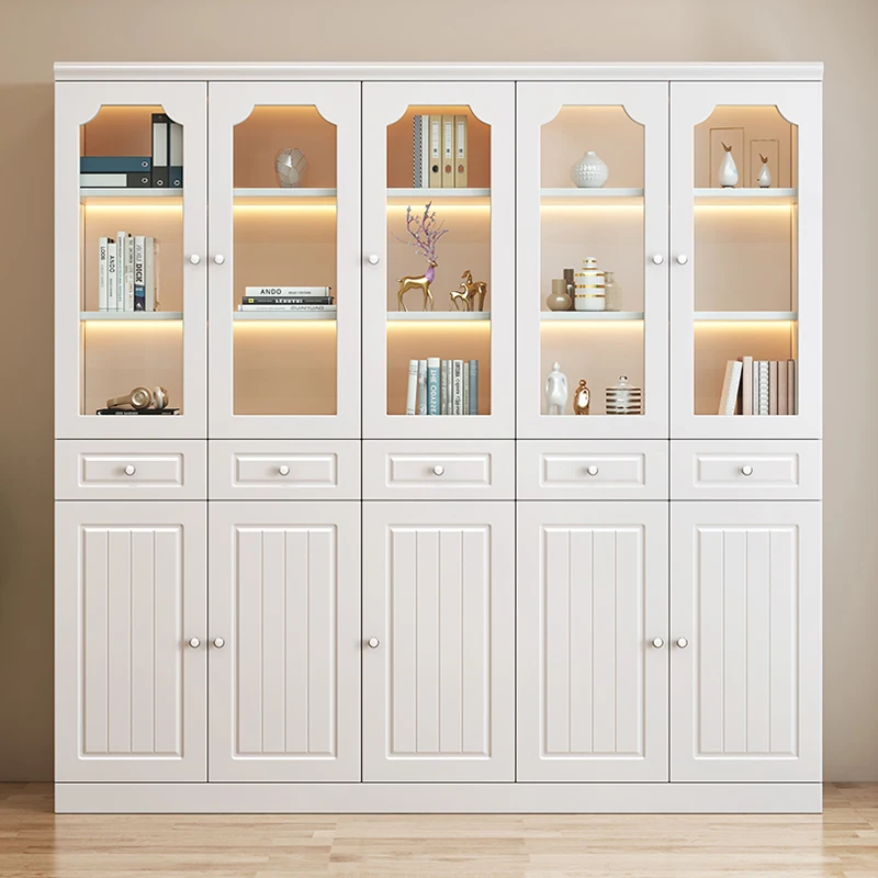 LH dust-proof bookcase, with glass door, floor-to-ceiling household free combination bookshelf - view 2