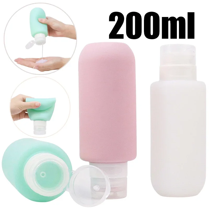 200ml Silicone Bottle Refillable Bottle Lotion Shower Gel Shampoo Container Empty Bottle Portable Travel Accessories Wholesale