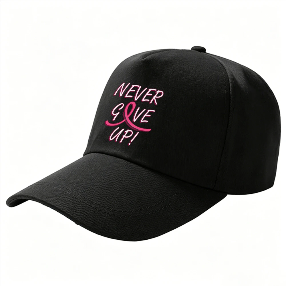 Breast Cancer Awareness Never Give Up Youth T-shirt Pink Ribbon  Hats for Men Hats for Women Baseball Cap Snapback Trucker Hat