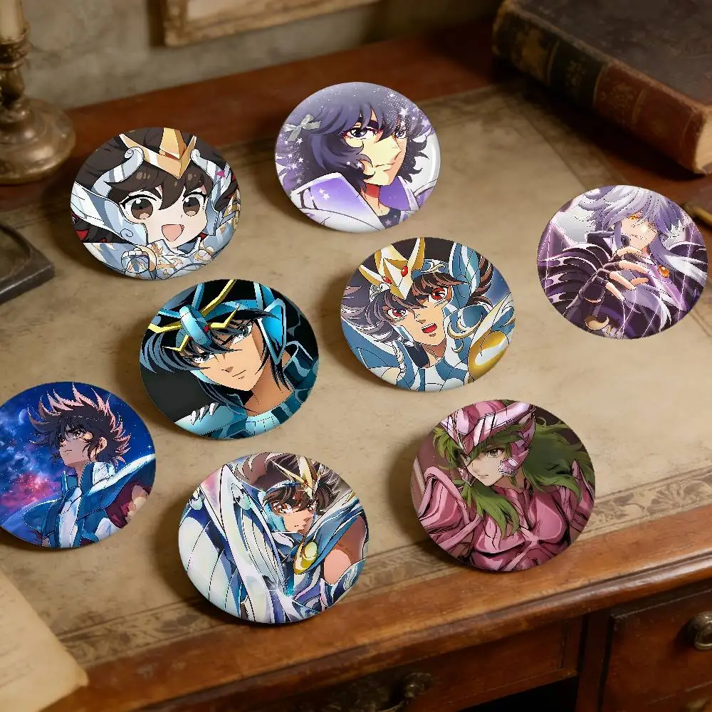 S-Saint Seiya Exquisite Tinplate Brooches Sleek Badge Lapel Pins For Bag Accessories Practical Souvenir Gifts