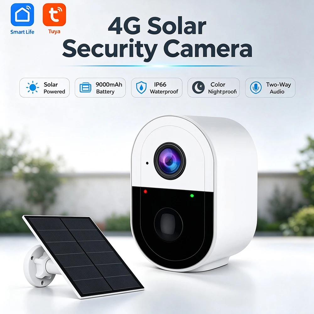 4G Solar Outdoor Security Camera 3MP Tuya Full Color Night Vision IP66 Waterproof CCTV Smart Life Low Power Battery  Mini Camera