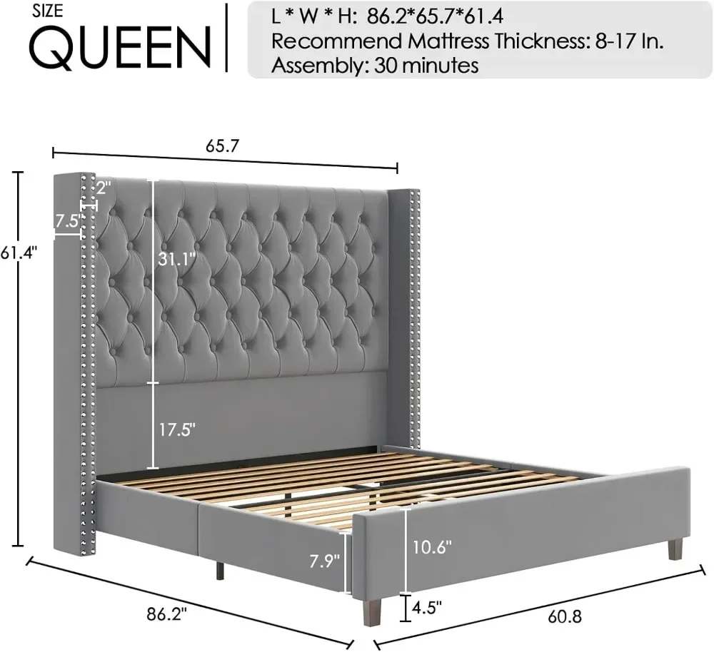 Queen Bed Frame 61.4