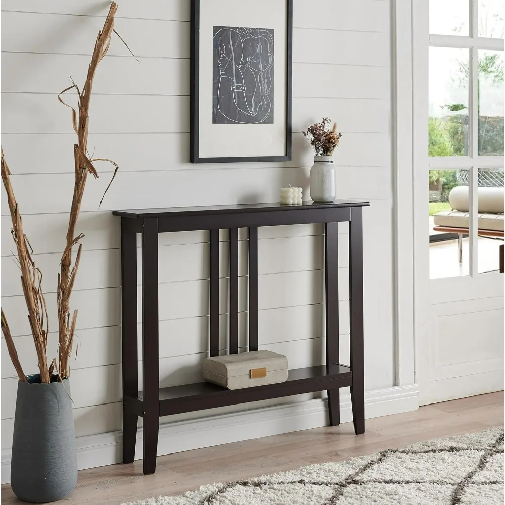 Kings Brand Furniture Narrow Console Table with Storage Espresso Wood Entryway Sofa Table for Living Room Foyer