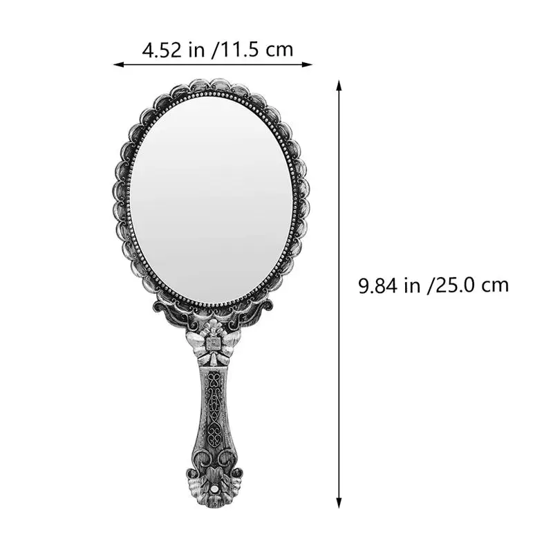 CSHOU309 Carving Decor Cosmetic Mirror Vintage Handheld Cosmetic Mirror Makeup Mirror for Home Traveling Dormitory Use