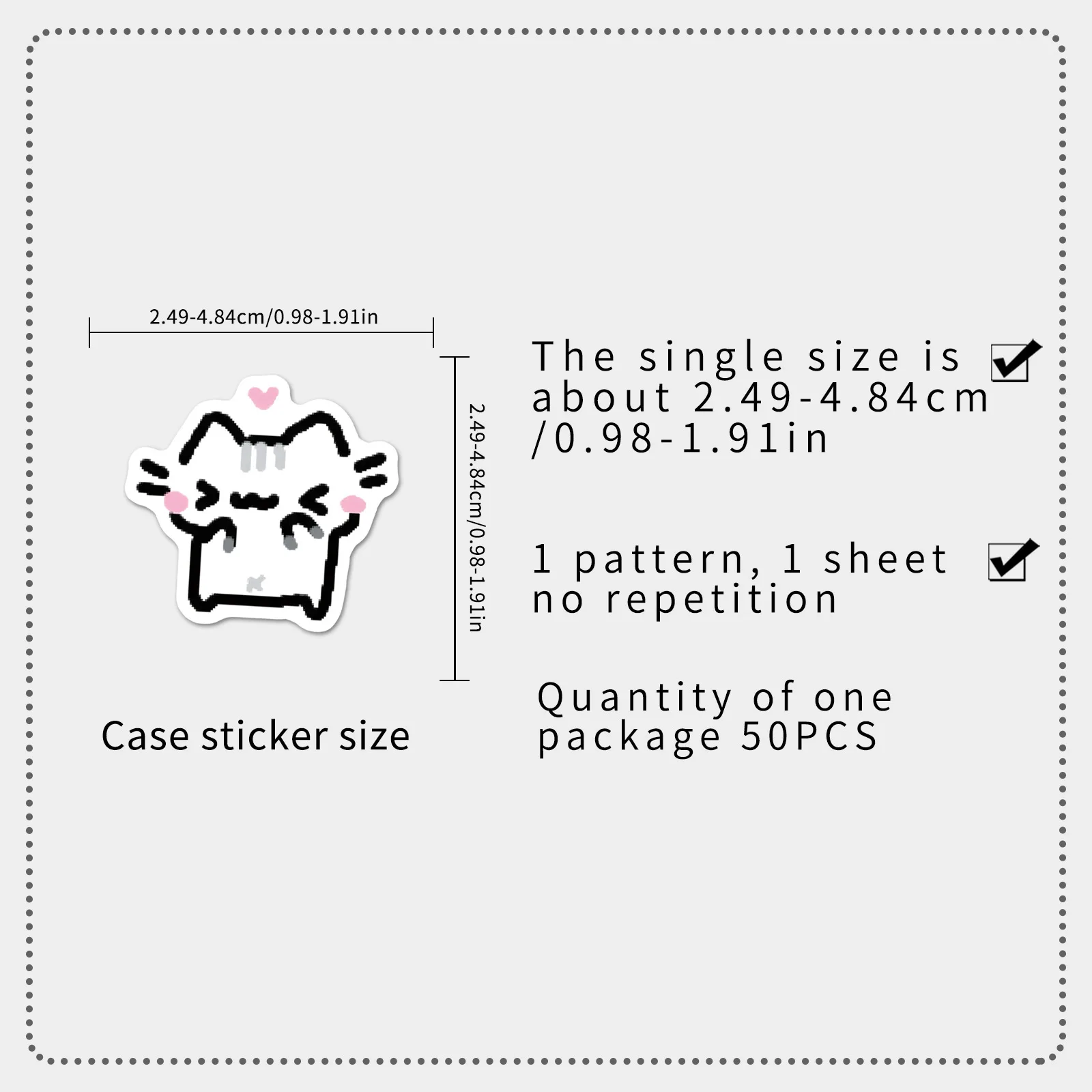 50pcs Cute Cartoon Cat Stickers Set No Repeat Kawaii Korean Style Waterproof Decals for Laptop Water Bottle Diary Scrapbooking